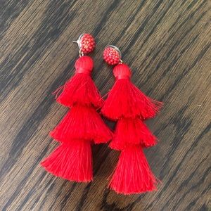 BaubleBar red tassel earrings